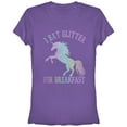 thumbnail image 1 of Junior's Lost Gods Glitter Breakfast Unicorn  Graphic Tee Purple X Large, 1 of 2