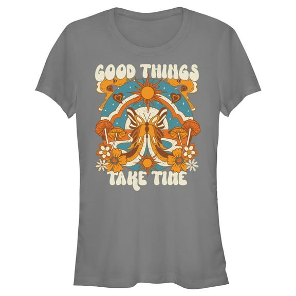 Junior's Lost Gods Good Things Take Time  Graphic Tee Charcoal 2X Large