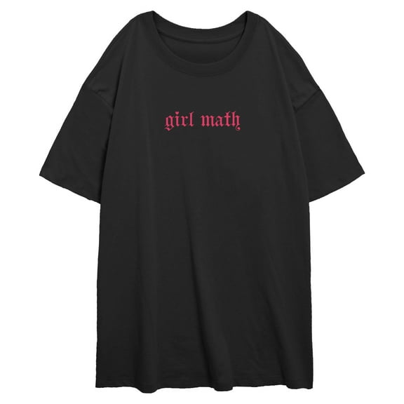 Junior's Lost Gods Gothic Girl Math Graphic Oversized T-Shirt