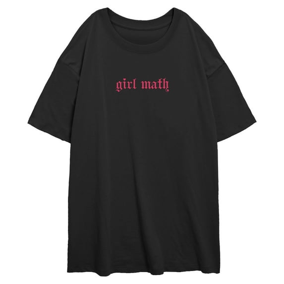Junior's Lost Gods Gothic Girl Math Graphic Oversized T-Shirt
