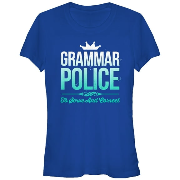 Junior's Lost Gods Grammar Police  Graphic Tee Royal Blue Large