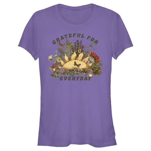 Junior's Lost Gods Grateful for Everyday  Graphic Tee Purple 2X Large