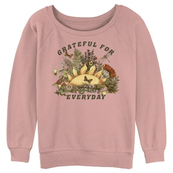 Junior's Lost Gods Grateful for Everyday Sweatshirt Desert Pink Small