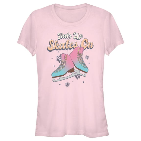 Junior's Lost Gods Hair Up Skates On  Graphic Tee Light Pink Small