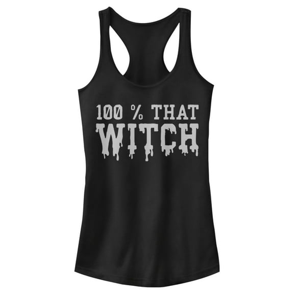 Junior's Lost Gods Halloween 100% That Witch Racerback Tank Top Black Large
