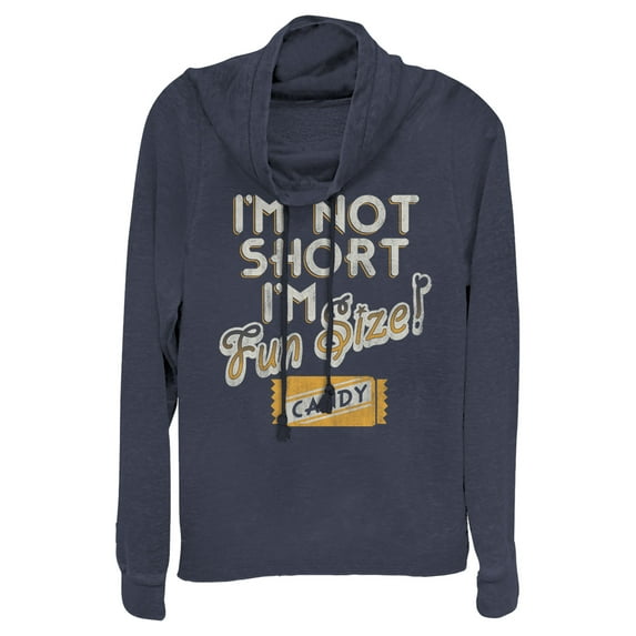 Junior's Lost Gods Halloween Fun-Size Candy Cowl Neck Sweatshirt Navy Blue Large