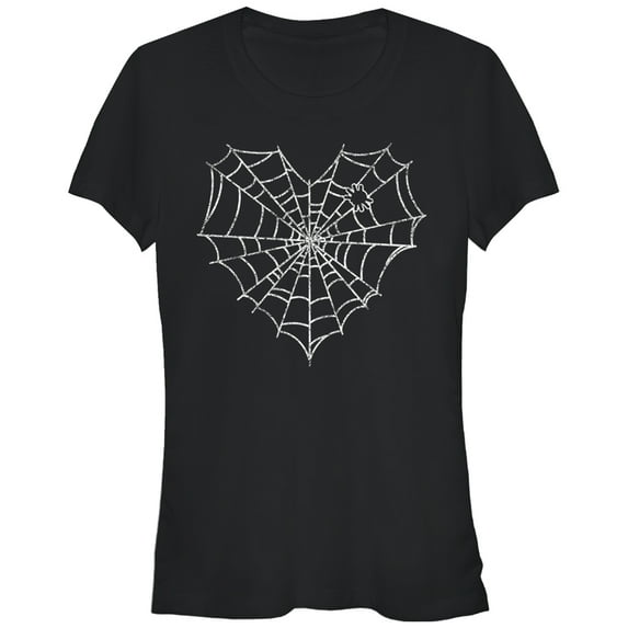 Junior's Lost Gods Halloween Heart Spider Web Graphic Tee Black Large