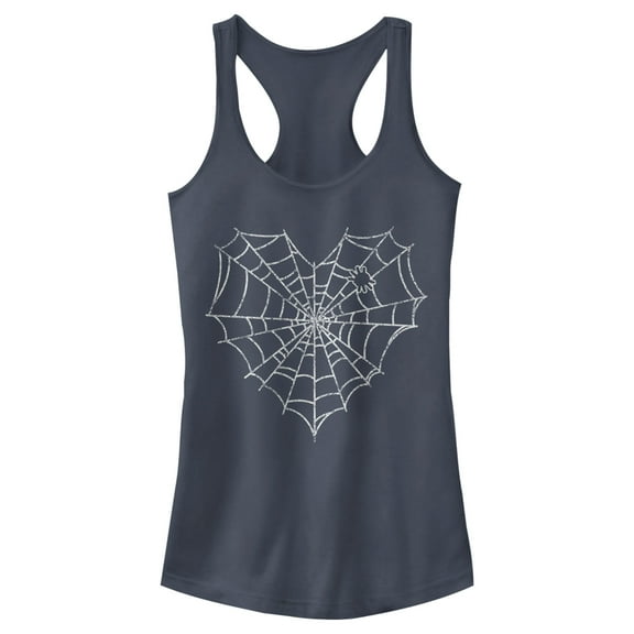 Junior's Lost Gods Halloween Heart Spider Web Racerback Tank Top Indigo Large