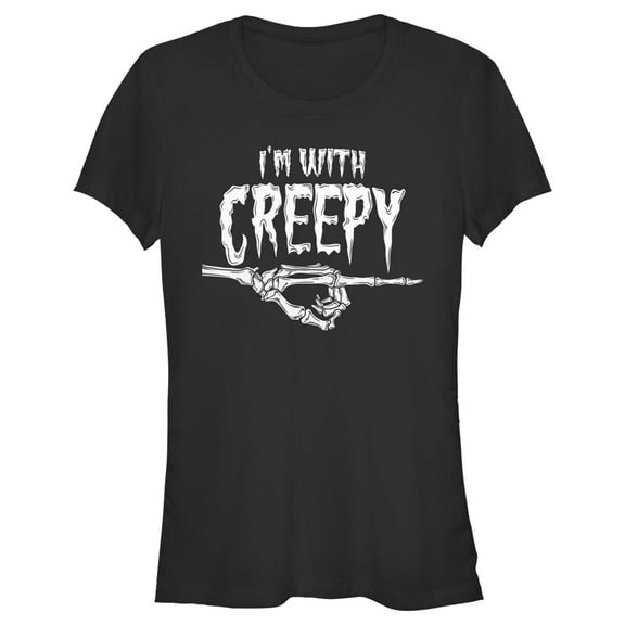 Junior's Lost Gods Halloween I'm With Creepy Graphic Tee Black Small