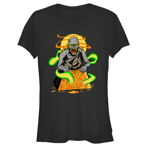 Junior's Lost Gods Halloween Mummy Scene Graphic Tee Black Small