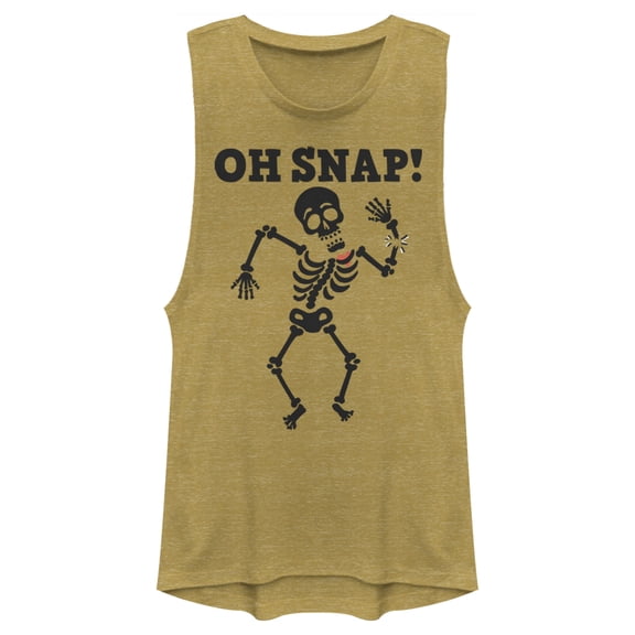 Junior's Lost Gods Halloween Oh Snap Festival Muscle Graphic Tee Gold Heather Large