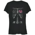 thumbnail image 1 of Junior's Lost Gods Halloween Skeleton Rib Cage Heart  Graphic Tee Black Medium, 1 of 2