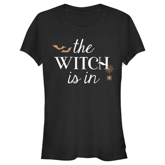 Junior's Lost Gods Halloween The Witch Is In Graphic Tee Black Medium