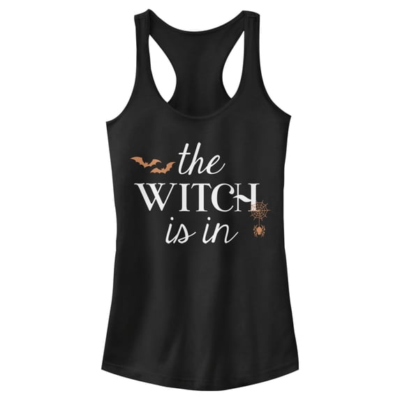 Junior's Lost Gods Halloween The Witch Is In Racerback Tank Top Black Large