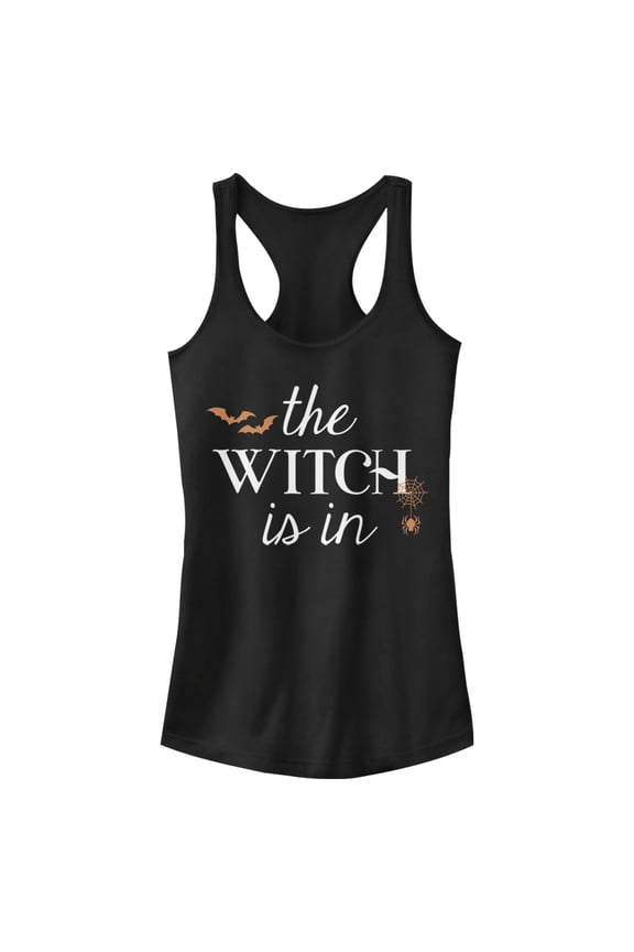 Junior's Lost Gods Halloween The Witch Is In Racerback Tank Top Black X Small