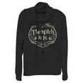 thumbnail image 1 of Junior's Lost Gods Halloween The Witch Is In Skulls  Cowl Neck Sweatshirt Black Small, 1 of 4