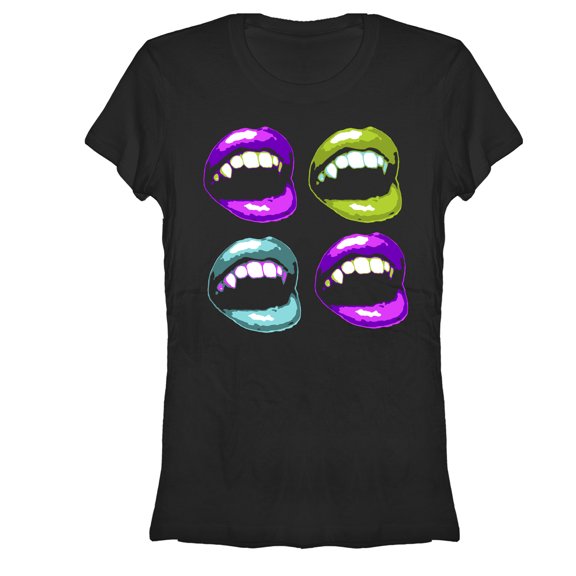 Junior's Lost Gods Halloween Vampire Fangs Graphic Tee Black Medium