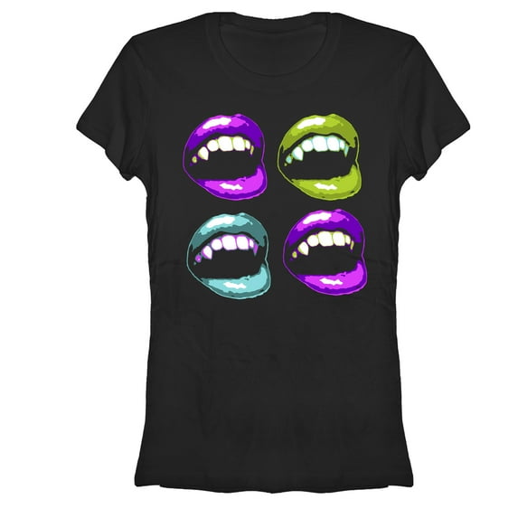 Junior's Lost Gods Halloween Vampire Fangs Graphic Tee Black X Large