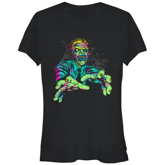 Junior's Lost Gods Halloween Zombie Attack Graphic Tee Black Medium