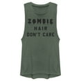 thumbnail image 1 of Junior's Lost Gods Halloween Zombie Hair Don't Care  Festival Muscle Graphic Tee Pine Green Heather Large, 1 of 4