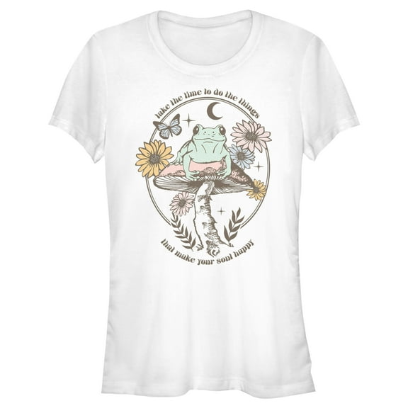 Junior's Lost Gods Happy Soul Frog Graphic Tee White Medium