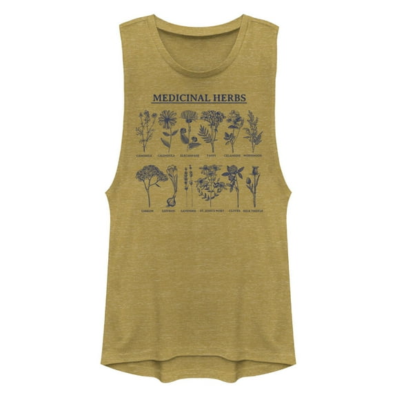 Junior's Lost Gods Healing Herbs  Festival Muscle Graphic T-Shirt