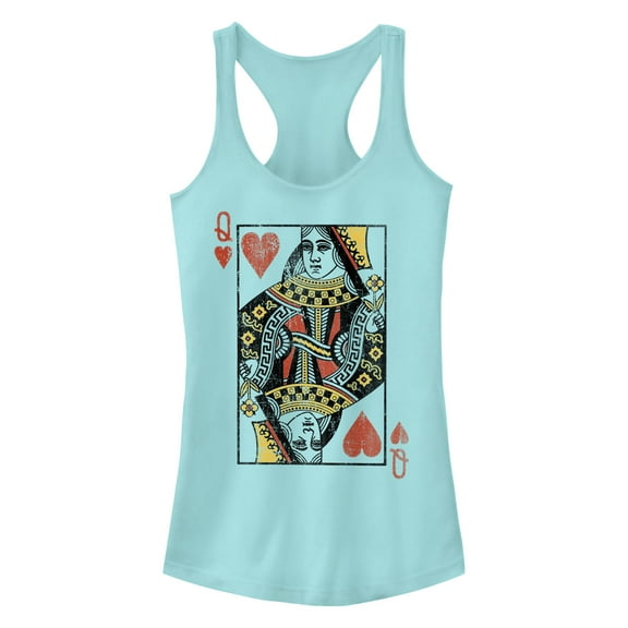 Junior's Lost Gods Heart Queen Card  Racerback Tank Top