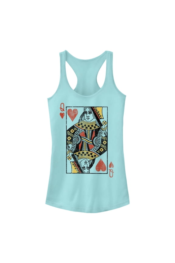 Junior's Lost Gods Heart Queen Card Racerback Tank Top