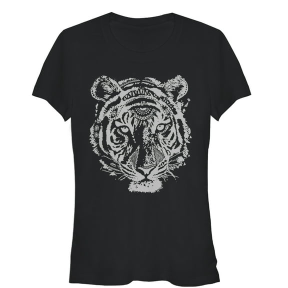 Junior's Lost Gods Henna Tiger Graphic Tee Black Small