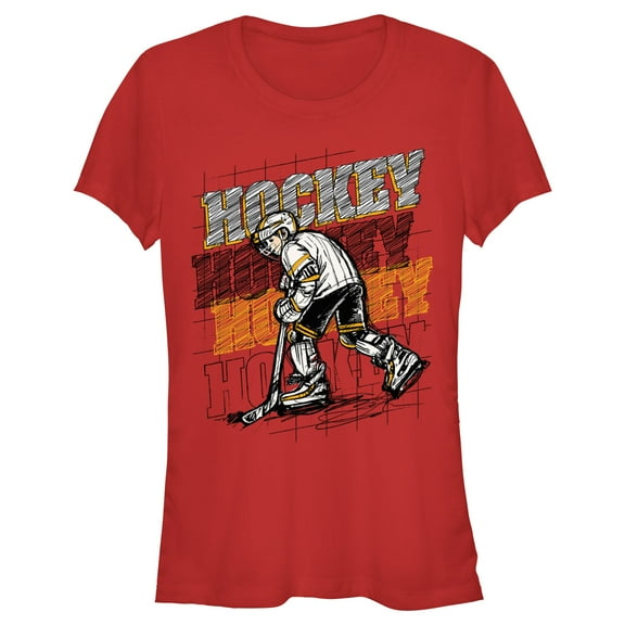 Junior's Lost Gods Hockey Player Sketch Graphic Tee Red Medium