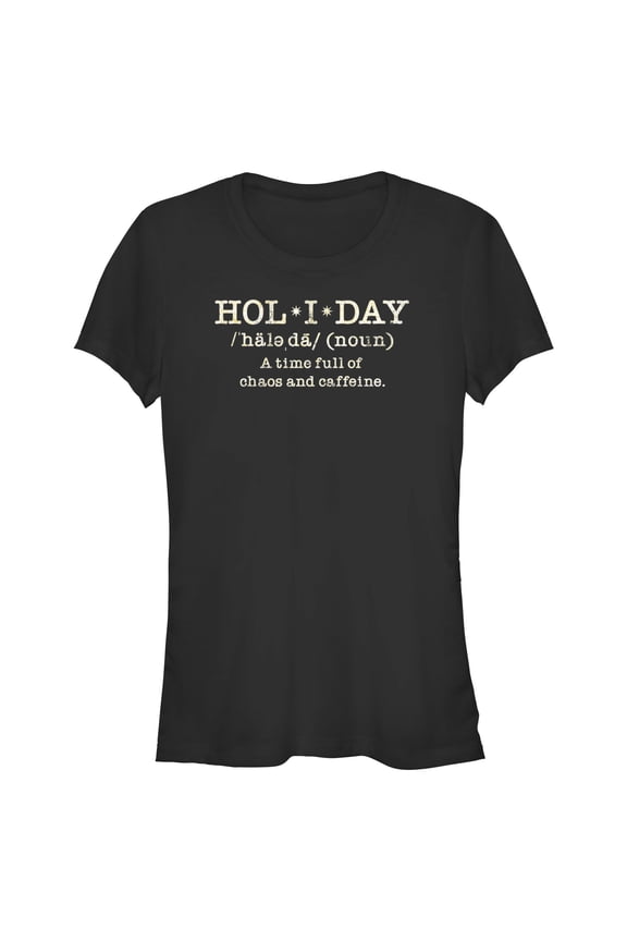 Junior's Lost Gods Holiday Definition Graphic Tee Black Medium