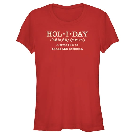 Junior's Lost Gods Holiday Definition Graphic Tee Red Small