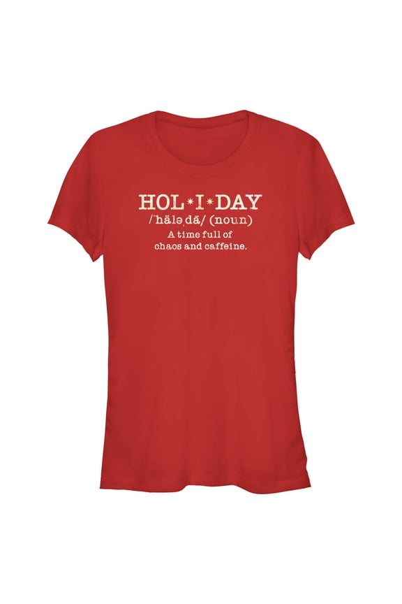 Junior's Lost Gods Holiday Definition Graphic Tee Red Small