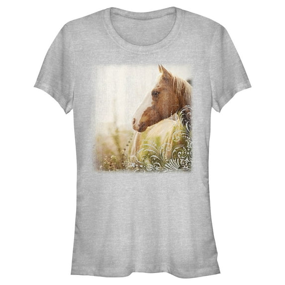 Junior's Lost Gods Horse in Pasture Graphic Tee Athletic Heather Large
