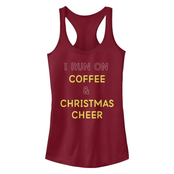 Junior's Lost Gods I Run On Coffee And Christmas  Racerback Tank Top