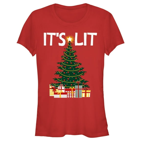 Junior's Lost Gods It’s Lit Tree  Graphic Tee Red Small