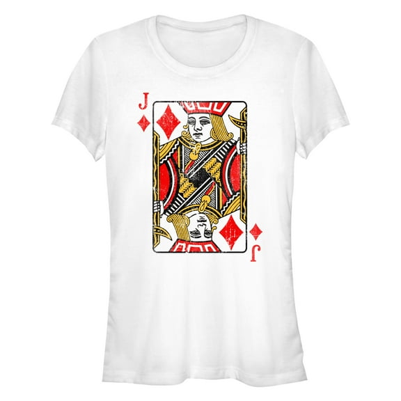 Junior's Lost Gods Jack of Diamonds Distressed  Graphic T-Shirt