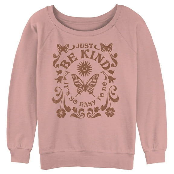 Junior's Lost Gods Just Be Kind  Sweatshirt Desert Pink Large