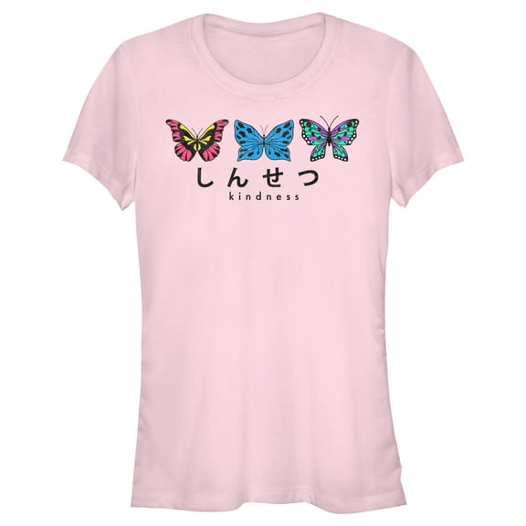 Junior's Lost Gods Kindness Butterflies  Graphic Tee Light Pink Small