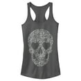 thumbnail image 1 of Junior's Lost Gods Lace Print Heart Skull  Racerback Tank Top Charcoal Small, 1 of 4