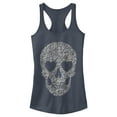 thumbnail image 1 of Junior's Lost Gods Lace Print Heart Skull  Racerback Tank Top Indigo X Large, 1 of 4