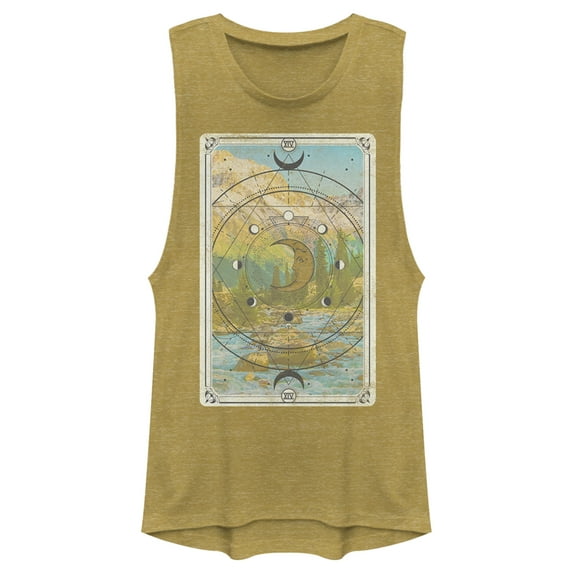 Junior's Lost Gods Landscape Tarot Card Festival Muscle Graphic Tee Gold Heather Small