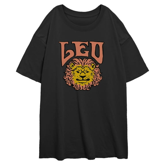 Junior's Lost Gods Leo Lion Art Symbol Graphic Oversized T-Shirt