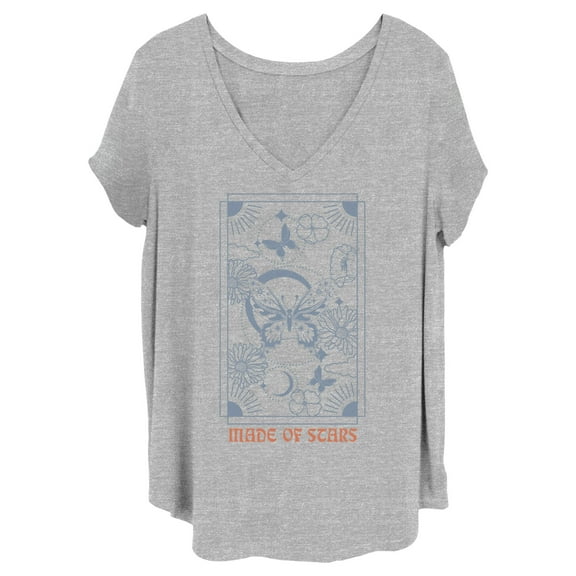 Junior's Lost Gods Made of Stars Butterfly  Graphic Tee Heather Gray 4X