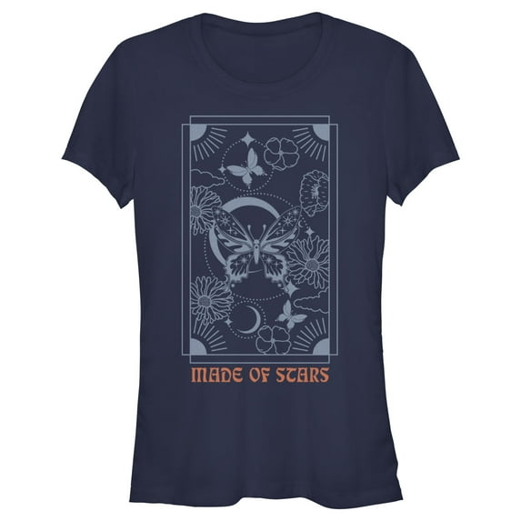 Junior's Lost Gods Made of Stars Butterfly Graphic Tee Navy Blue Large