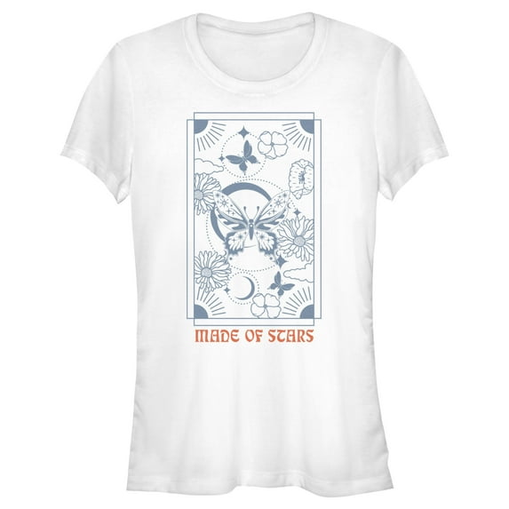 Junior's Lost Gods Made of Stars Butterfly Graphic Tee White Large