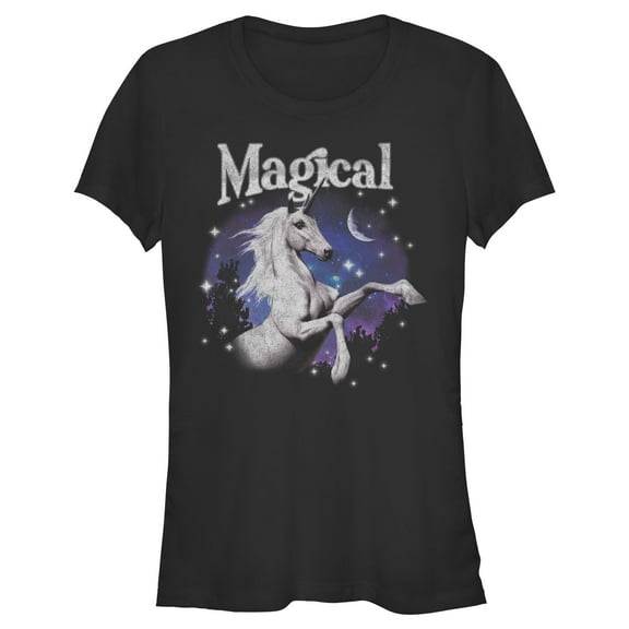 Junior's Lost Gods Magical Unicorn Graphic Tee Black Large