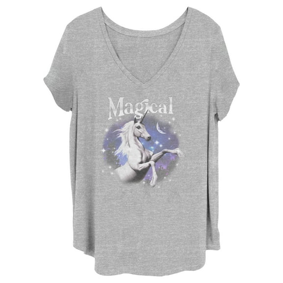 Junior's Lost Gods Magical Unicorn Graphic Tee Heather Gray 1X
