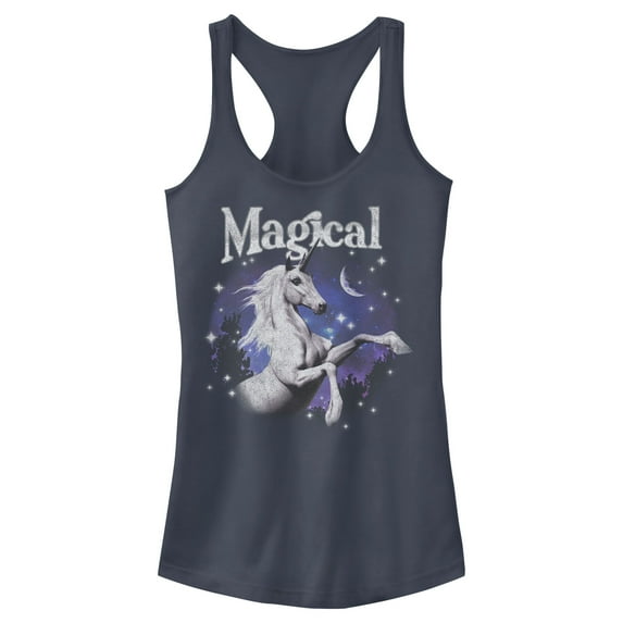 Junior's Lost Gods Magical Unicorn Racerback Tank Top Indigo Large