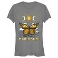 thumbnail image 1 of Junior's Lost Gods Manifesting Butterfly  Graphic Tee Charcoal X Large, 1 of 3